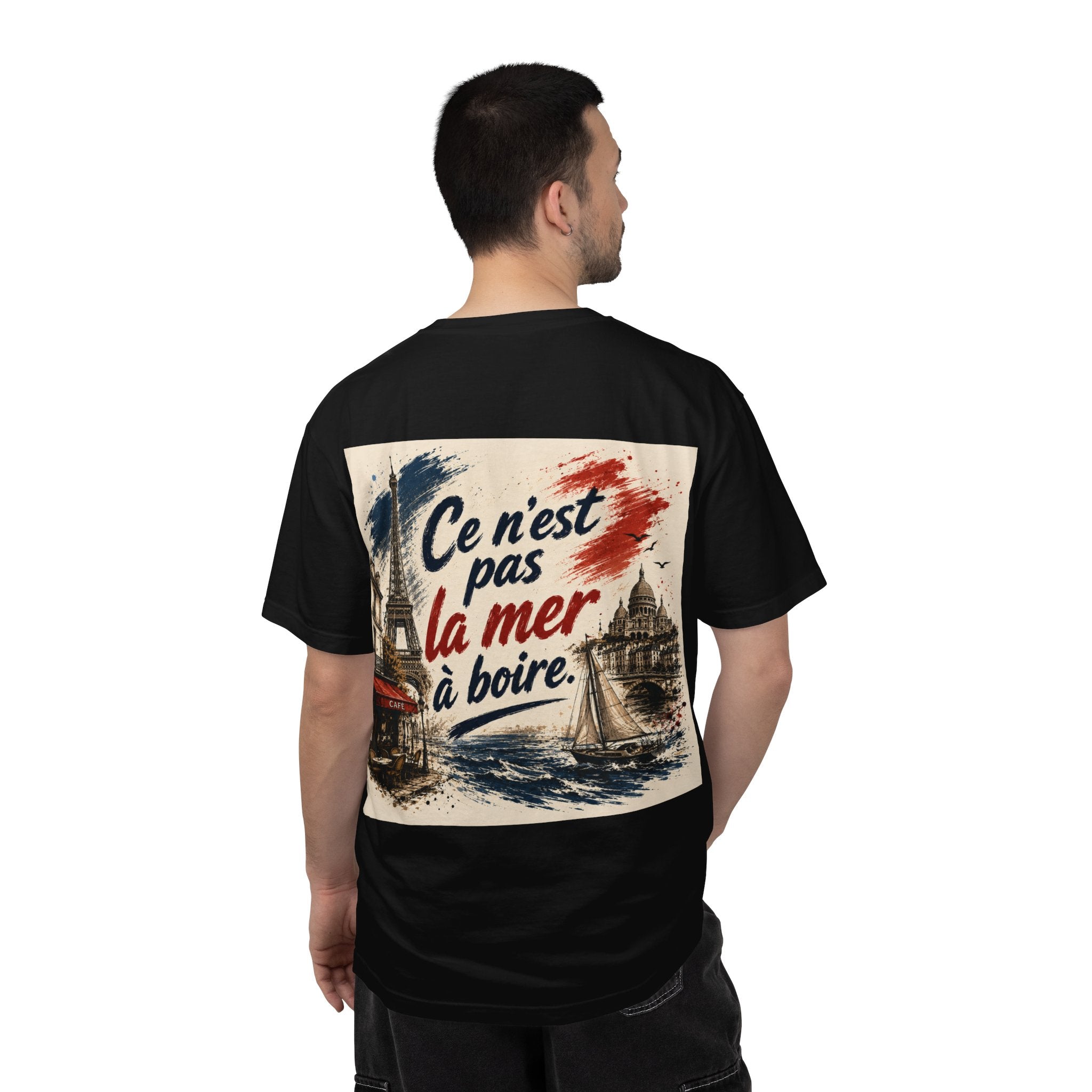 Paris Eiffel Tower Illustration T-Shirt | French Phrase Ce n'est pas la mer à boire