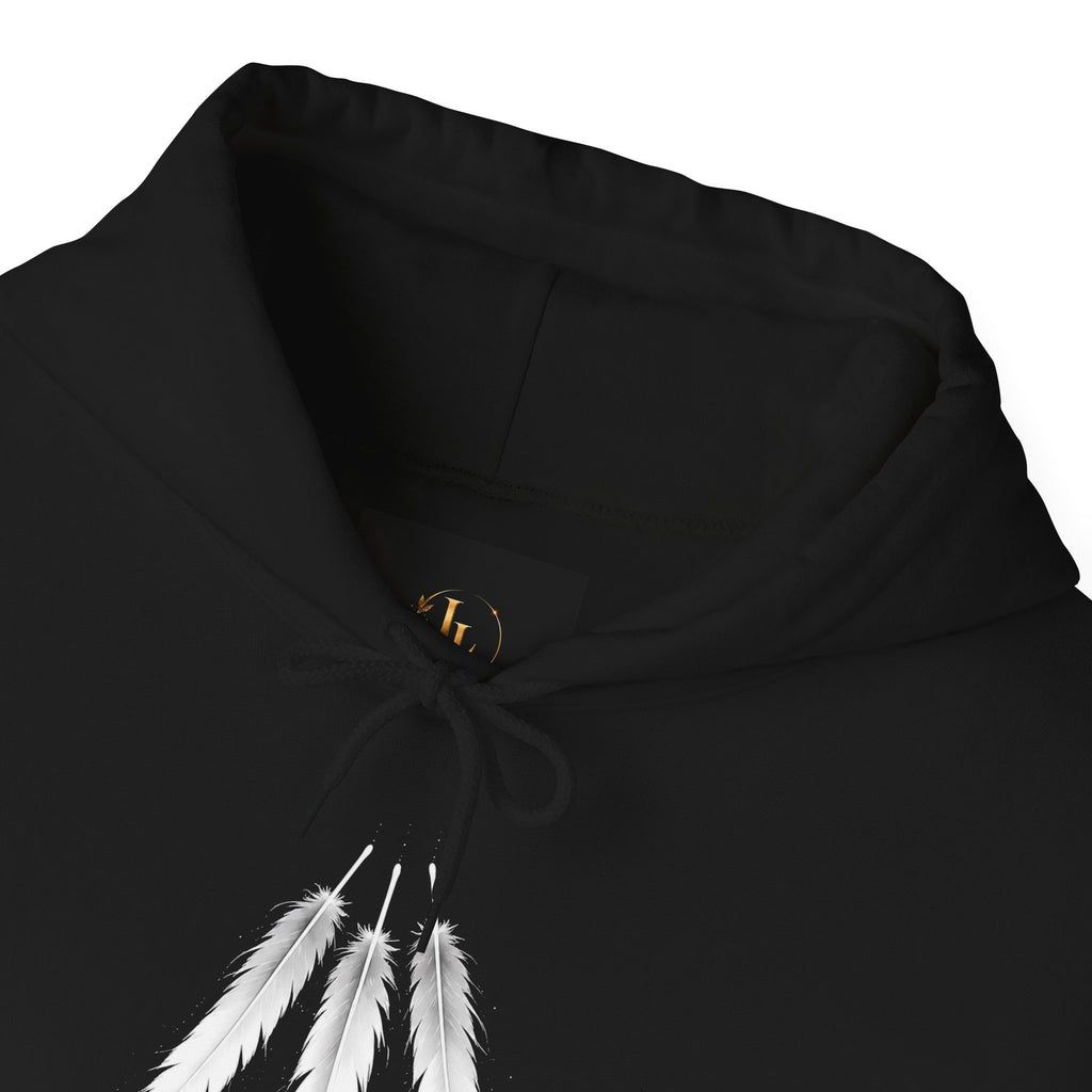 Angel Wings with Falling Figure Hoodie | Feather Sleeve Graphic