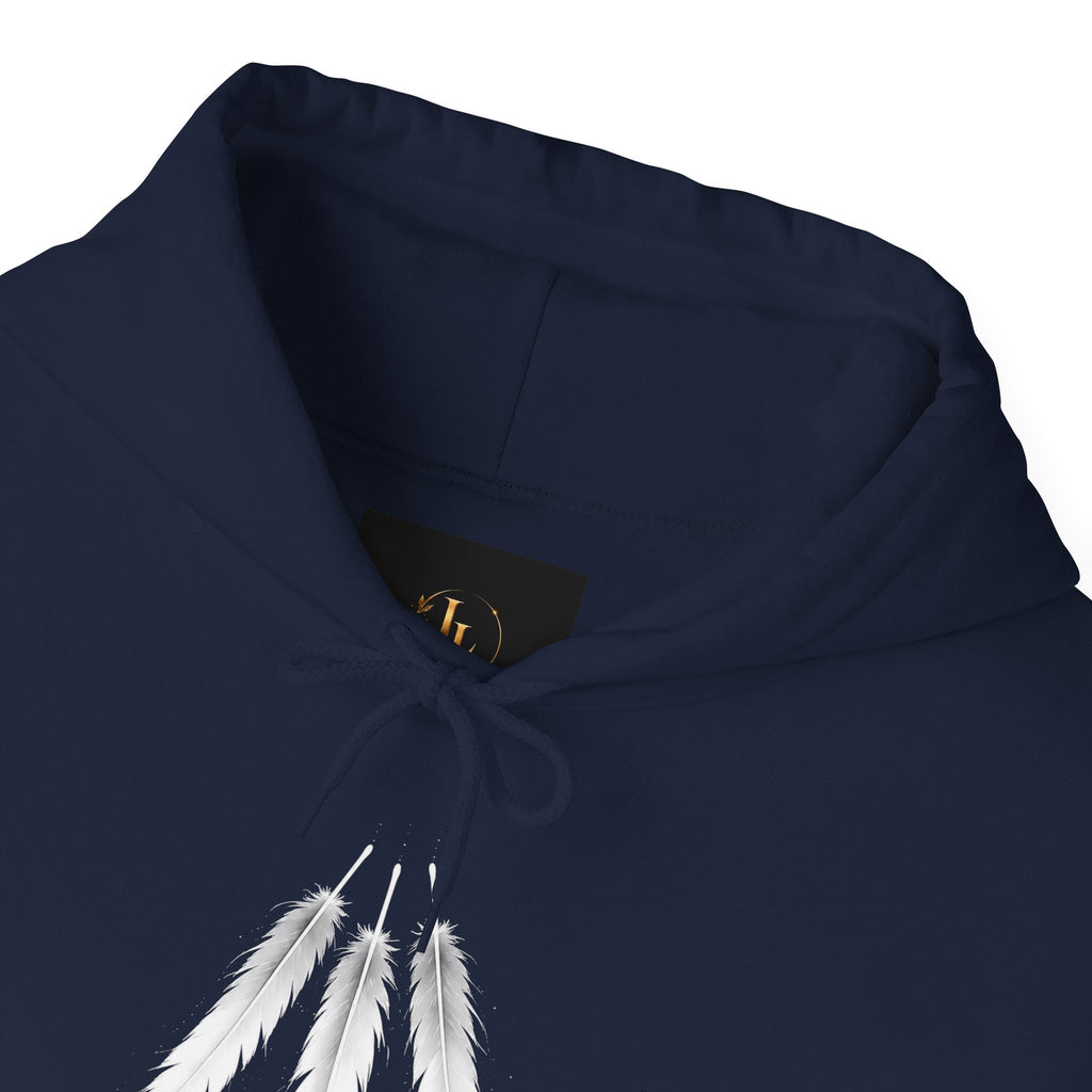 Angel Wings with Falling Figure Hoodie | Feather Sleeve Graphic