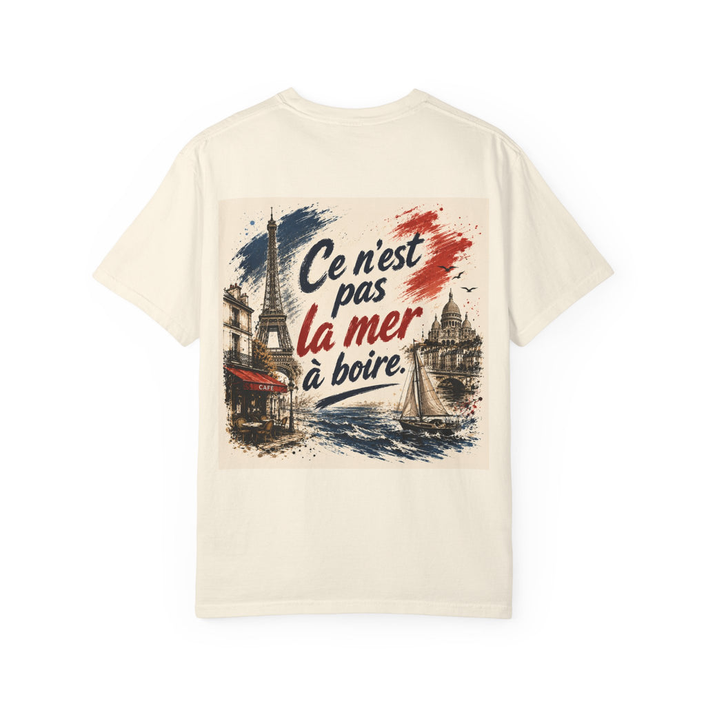 Paris Eiffel Tower Illustration T-Shirt | French Phrase Ce n'est pas la mer à boire