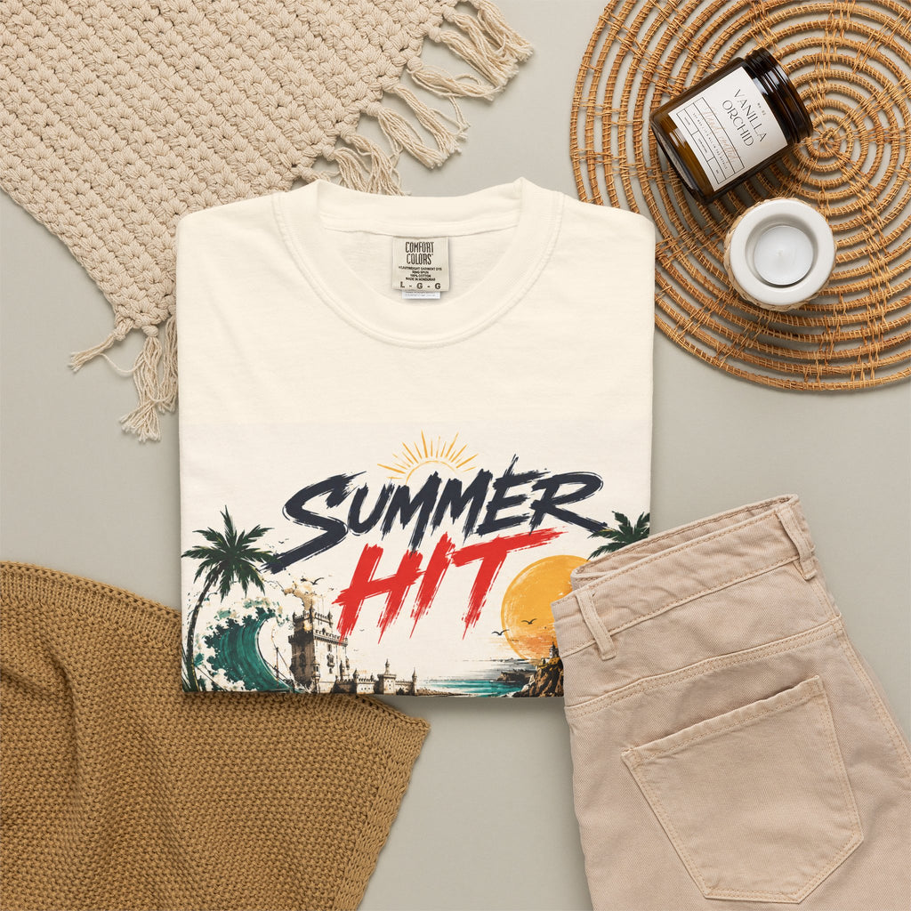 Summer Hit Portugal T-shirt | Soccer Crest, Palm Beach Sunset