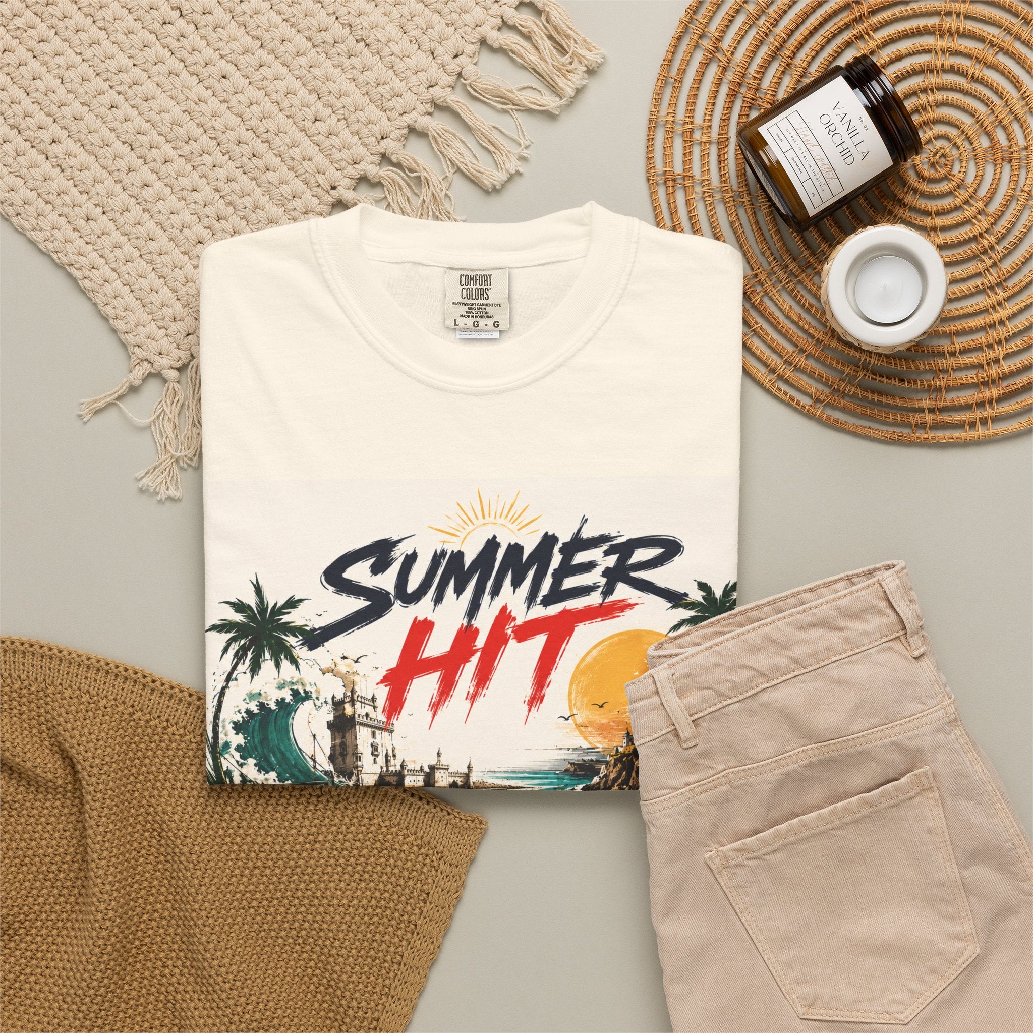 Summer Hit Portugal T-shirt | Soccer Crest, Palm Beach Sunset