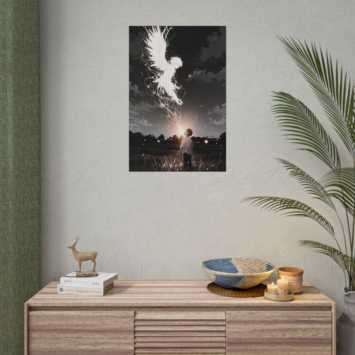 Guardian Angel Canvas Print | Ethereal Black & White Wall Art