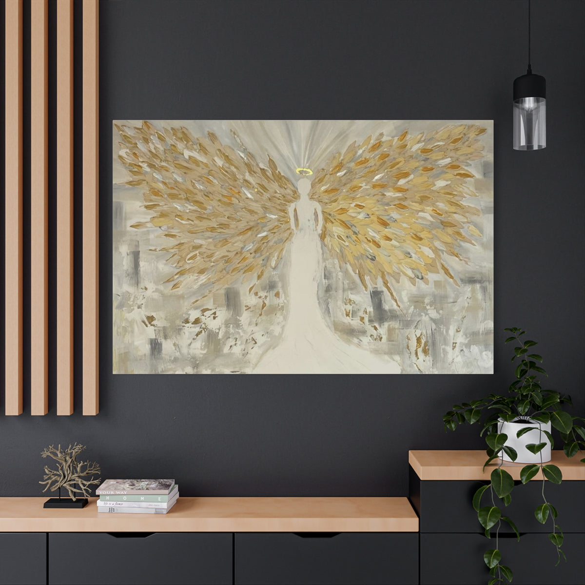 Gold Feathered Angel Canvas