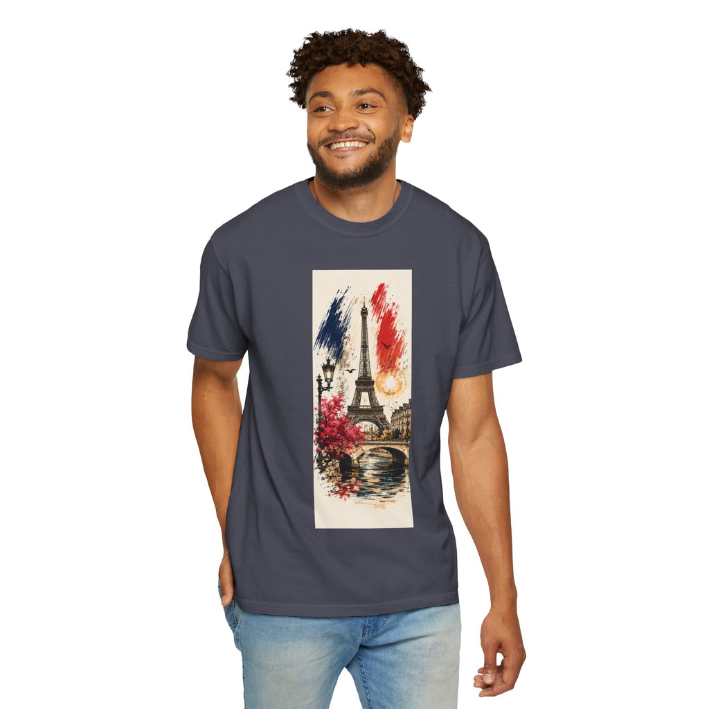 Paris Eiffel Tower Illustration T-Shirt | French Phrase Ce n'est pas la mer à boire