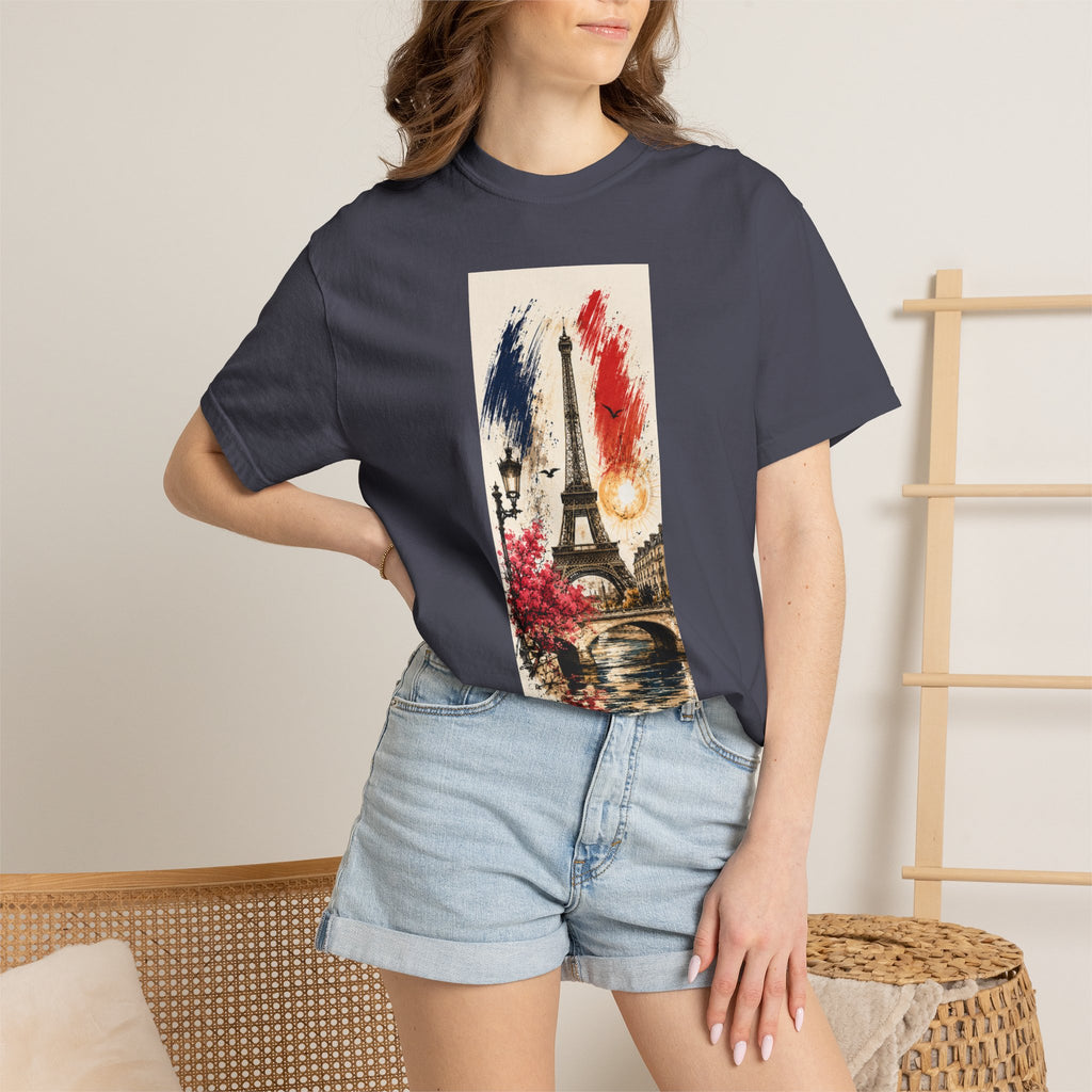 Paris Eiffel Tower Illustration T-Shirt | French Phrase Ce n'est pas la mer à boire