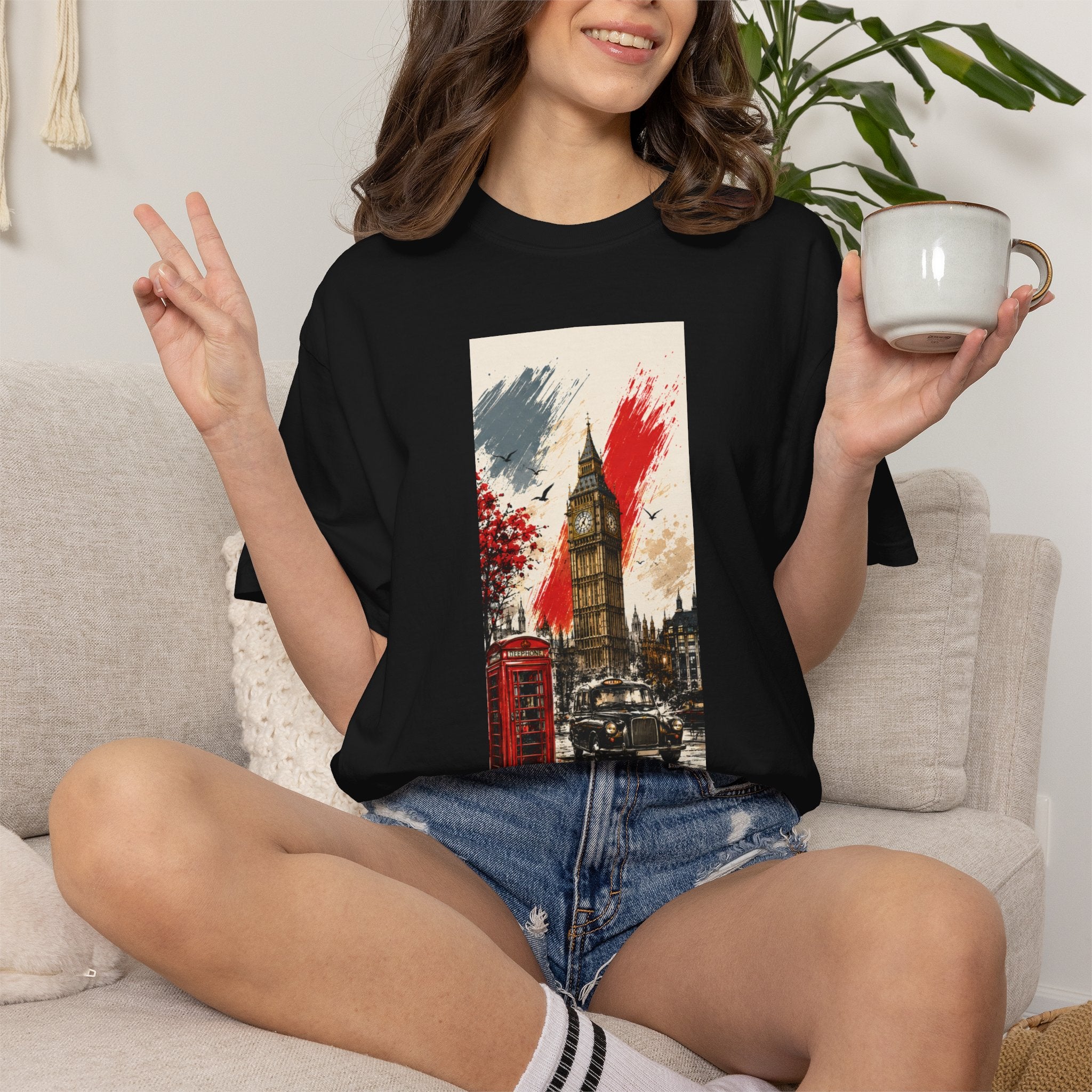 Chuffed to Bits London Illustration T-shirt | Big Ben Phone Booth Union Jack