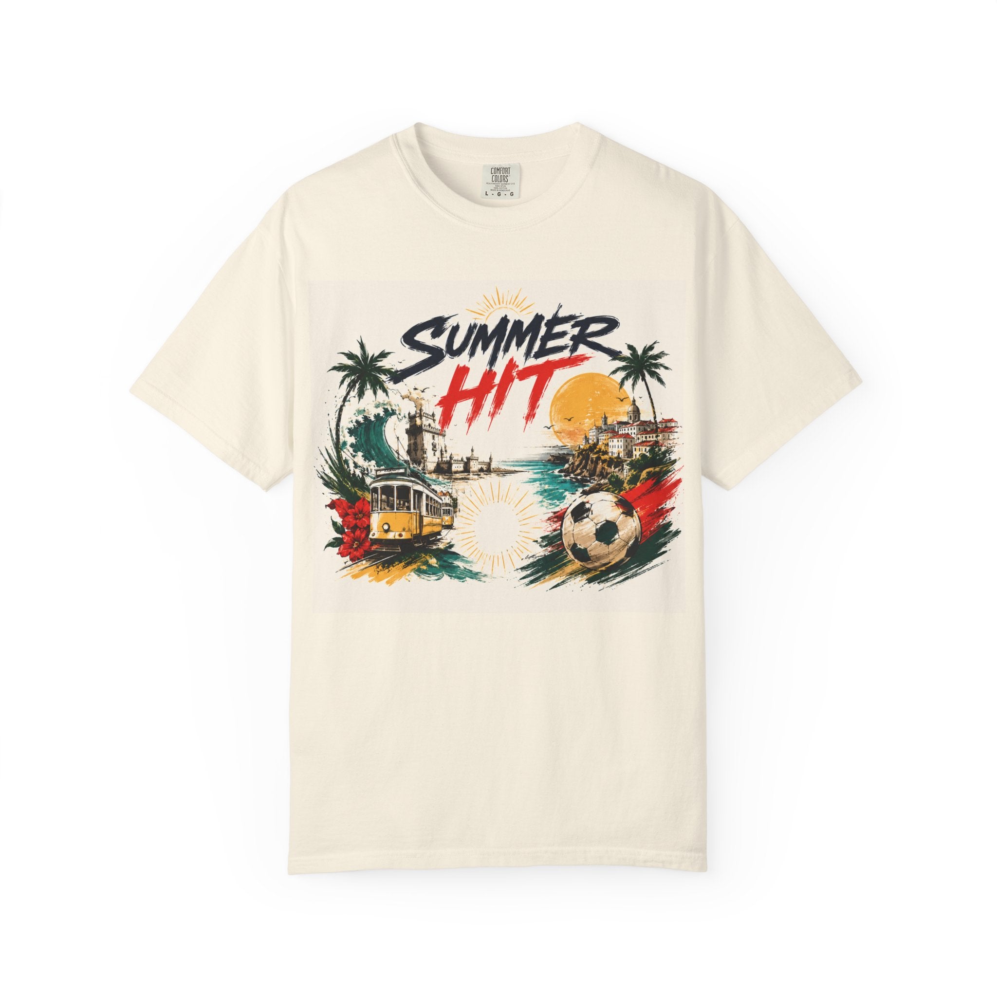Summer Hit Portugal T-shirt | Soccer Crest, Palm Beach Sunset