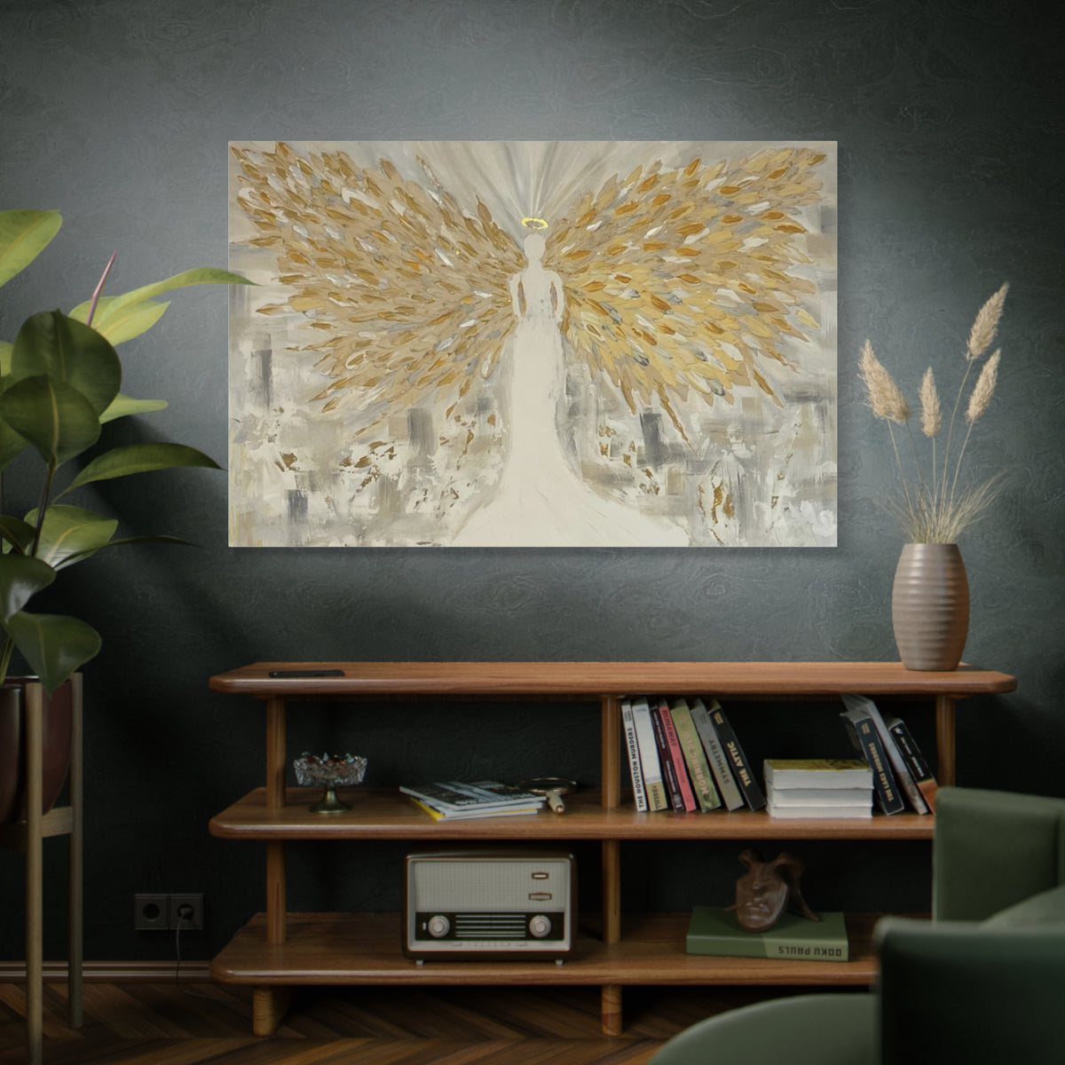 Gold Feathered Angel Canvas