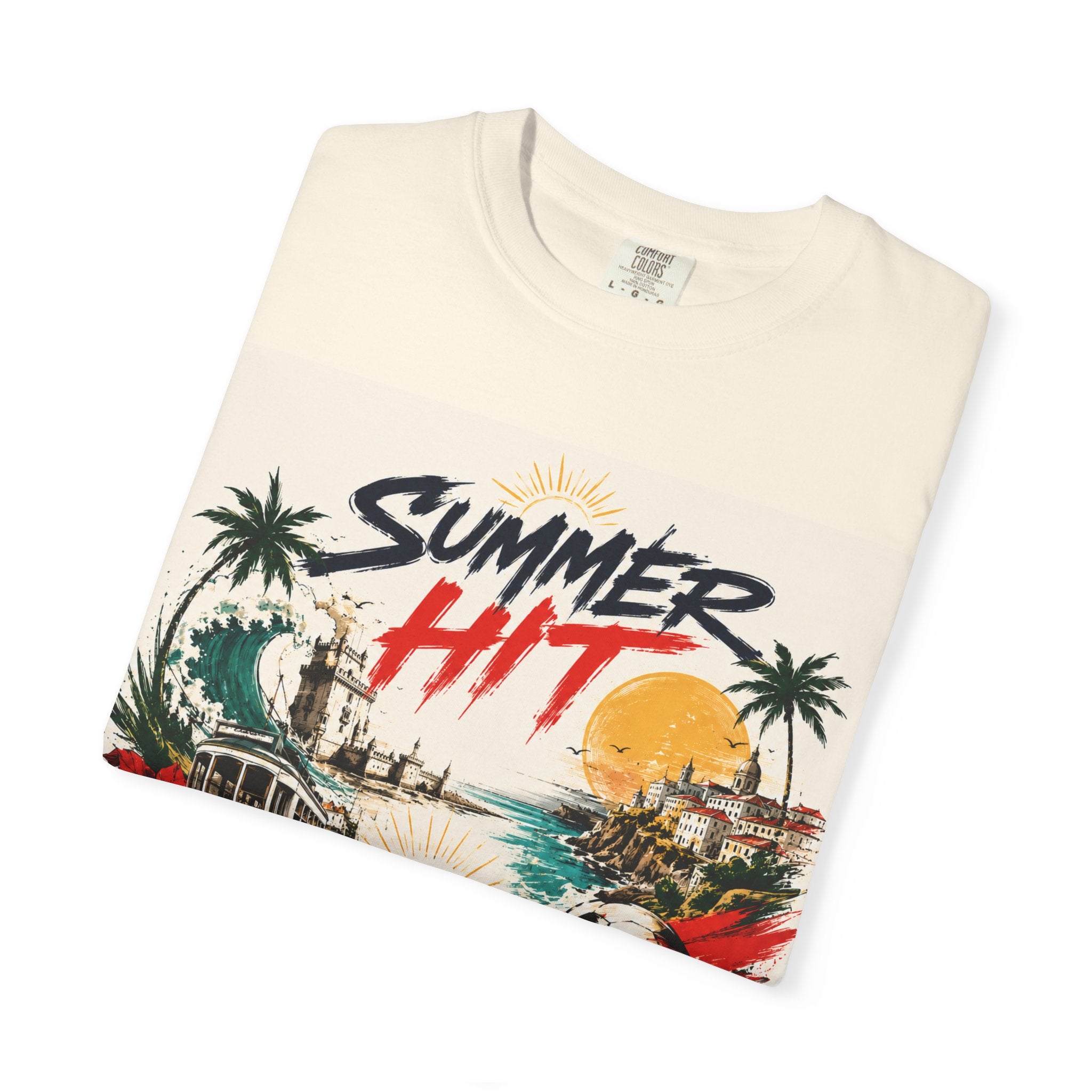 Summer Hit Portugal T-shirt | Soccer Crest, Palm Beach Sunset