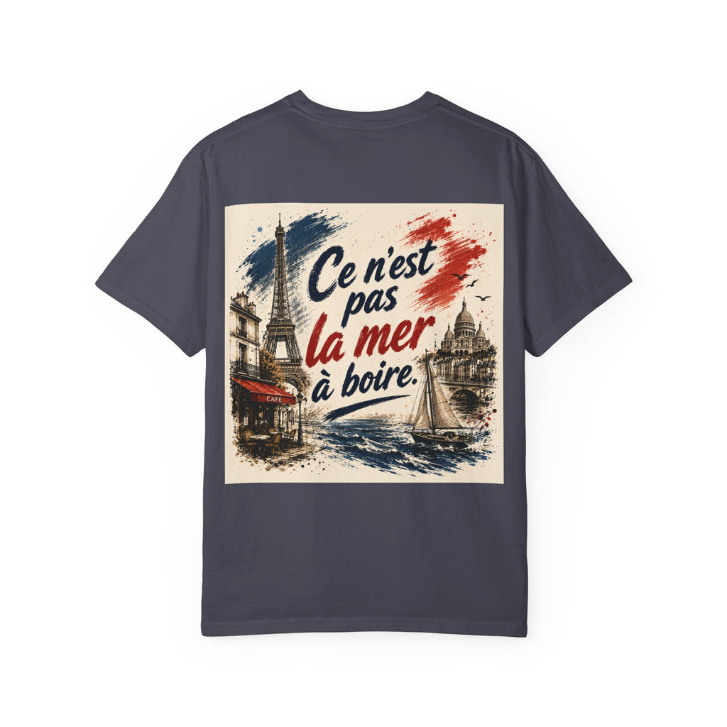 Paris Eiffel Tower Illustration T-Shirt | French Phrase Ce n'est pas la mer à boire
