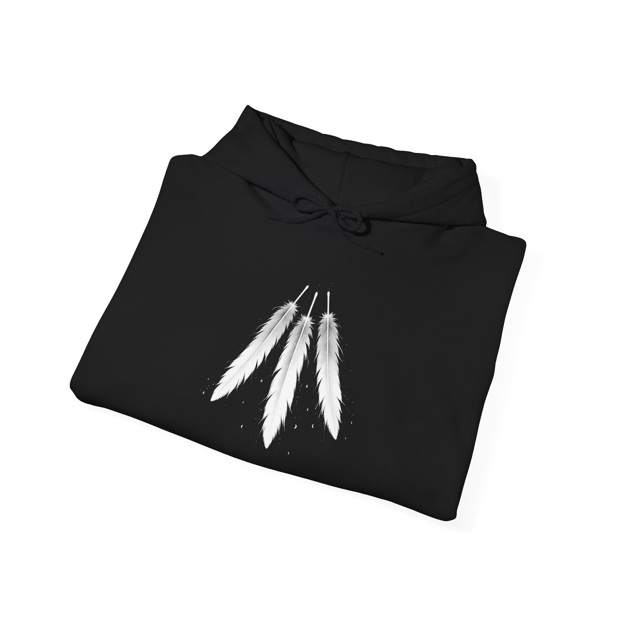 Angel Wings with Falling Figure Hoodie | Feather Sleeve Graphic