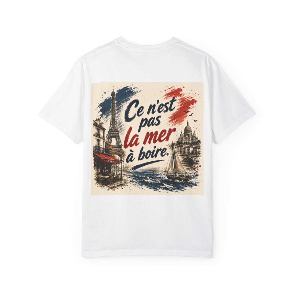 Paris Eiffel Tower Illustration T-Shirt | French Phrase Ce n'est pas la mer à boire