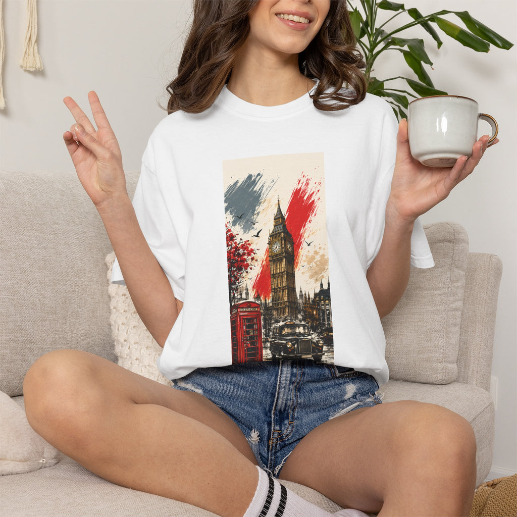 Chuffed to Bits London Illustration T-shirt | Big Ben Phone Booth Union Jack