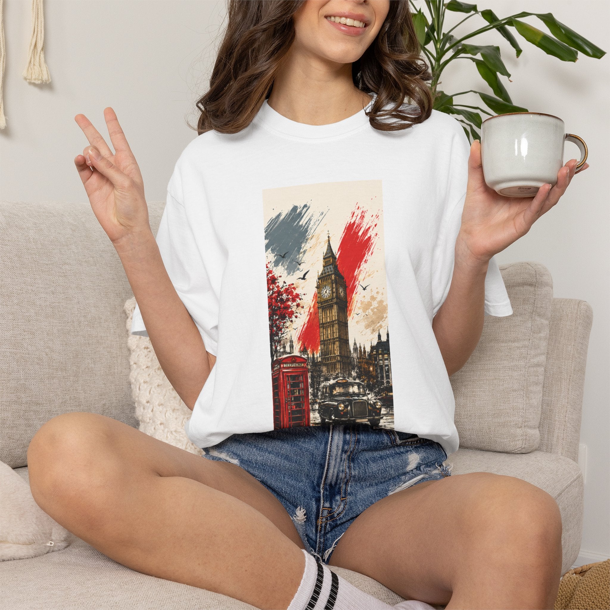 Chuffed to Bits London Illustration T-shirt | Big Ben Phone Booth Union Jack