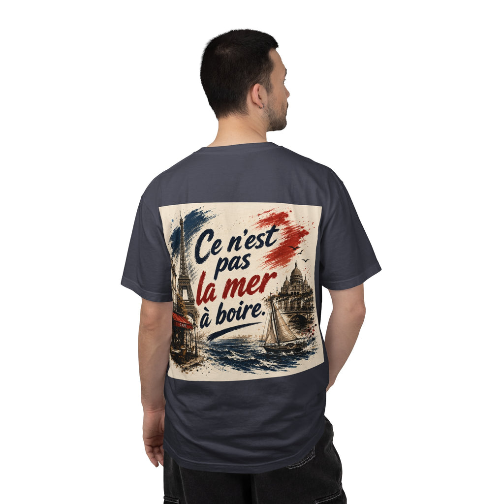 Paris Eiffel Tower Illustration T-Shirt | French Phrase Ce n'est pas la mer à boire