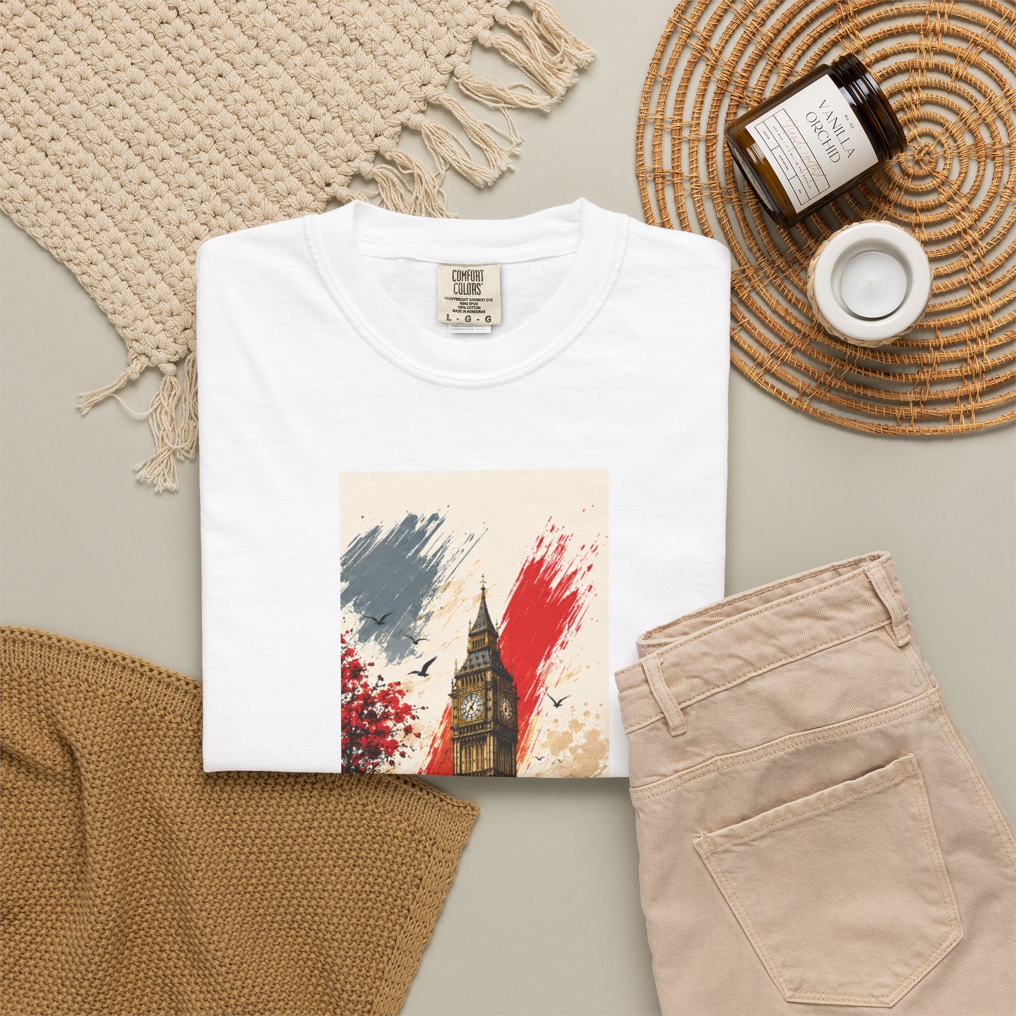 Chuffed to Bits London Illustration T-shirt | Big Ben Phone Booth Union Jack
