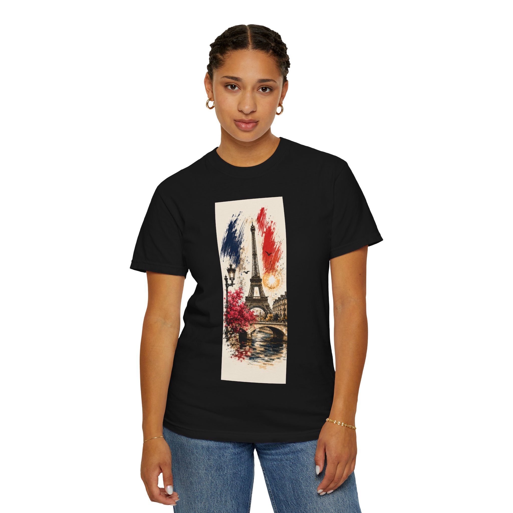 Paris Eiffel Tower Illustration T-Shirt | French Phrase Ce n'est pas la mer à boire