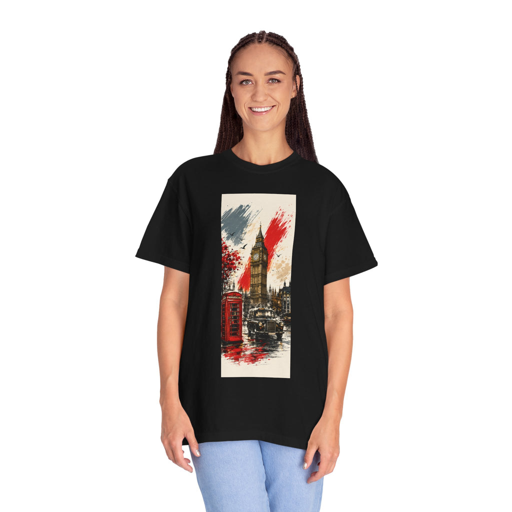 Chuffed to Bits London Illustration T-shirt | Big Ben Phone Booth Union Jack