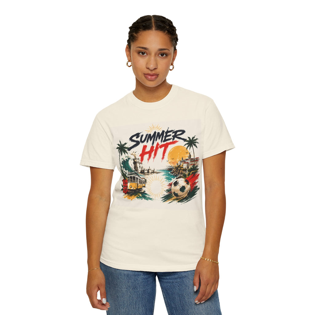 Summer Hit Portugal T-shirt | Soccer Crest, Palm Beach Sunset