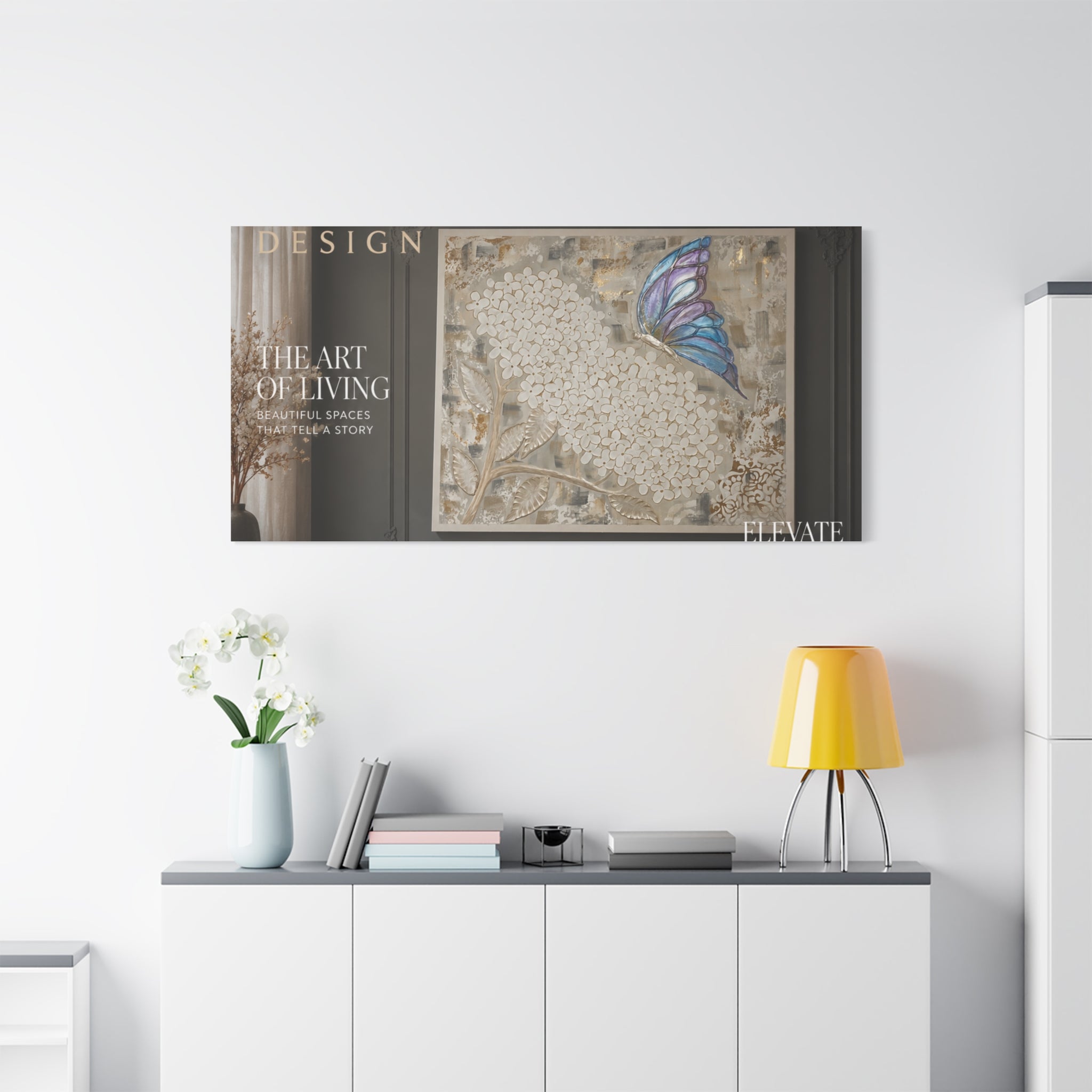 Butterfly Hydrangea Wall Art Canvas