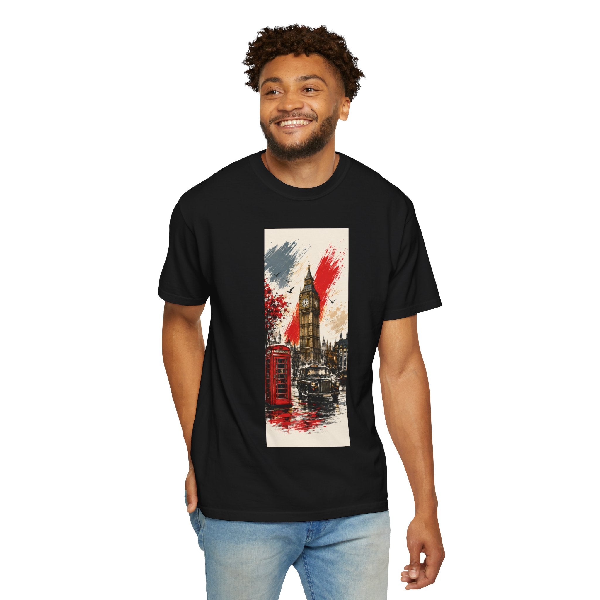 Chuffed to Bits London Illustration T-shirt | Big Ben Phone Booth Union Jack