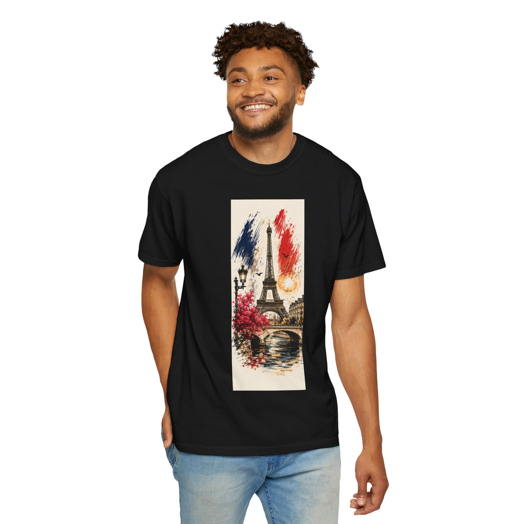 Paris Eiffel Tower Illustration T-Shirt | French Phrase Ce n'est pas la mer à boire
