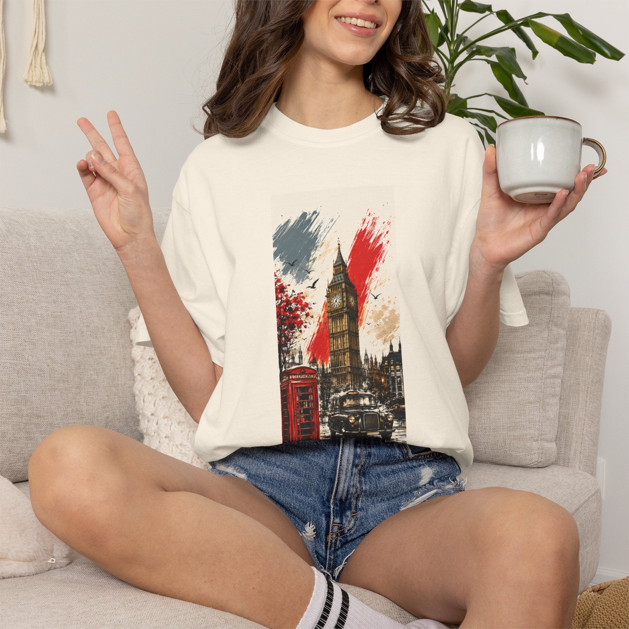 Chuffed to Bits London Illustration T-shirt | Big Ben Phone Booth Union Jack