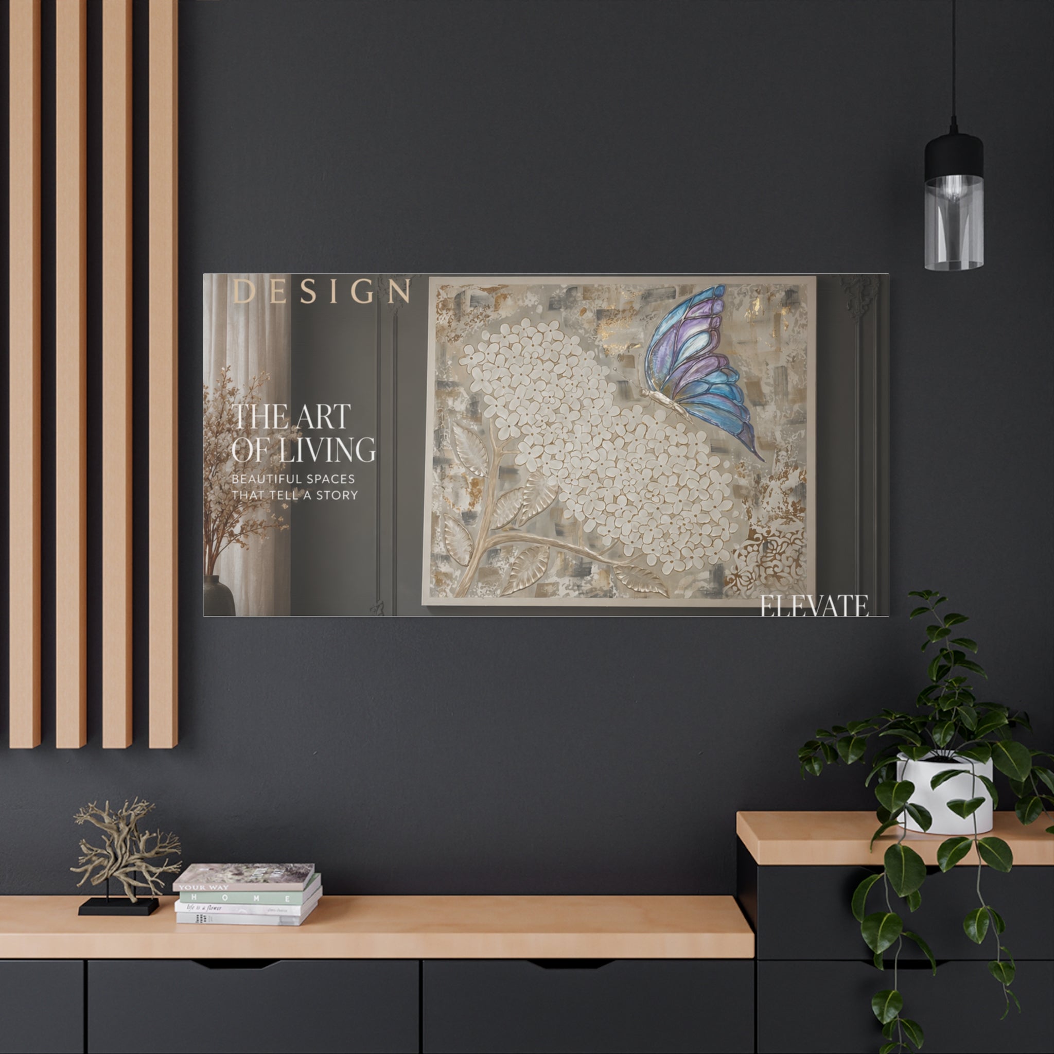 Butterfly Hydrangea Wall Art Canvas