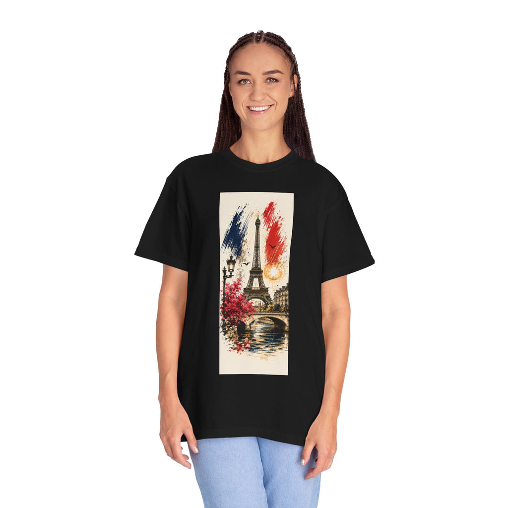 Paris Eiffel Tower Illustration T-Shirt | French Phrase Ce n'est pas la mer à boire