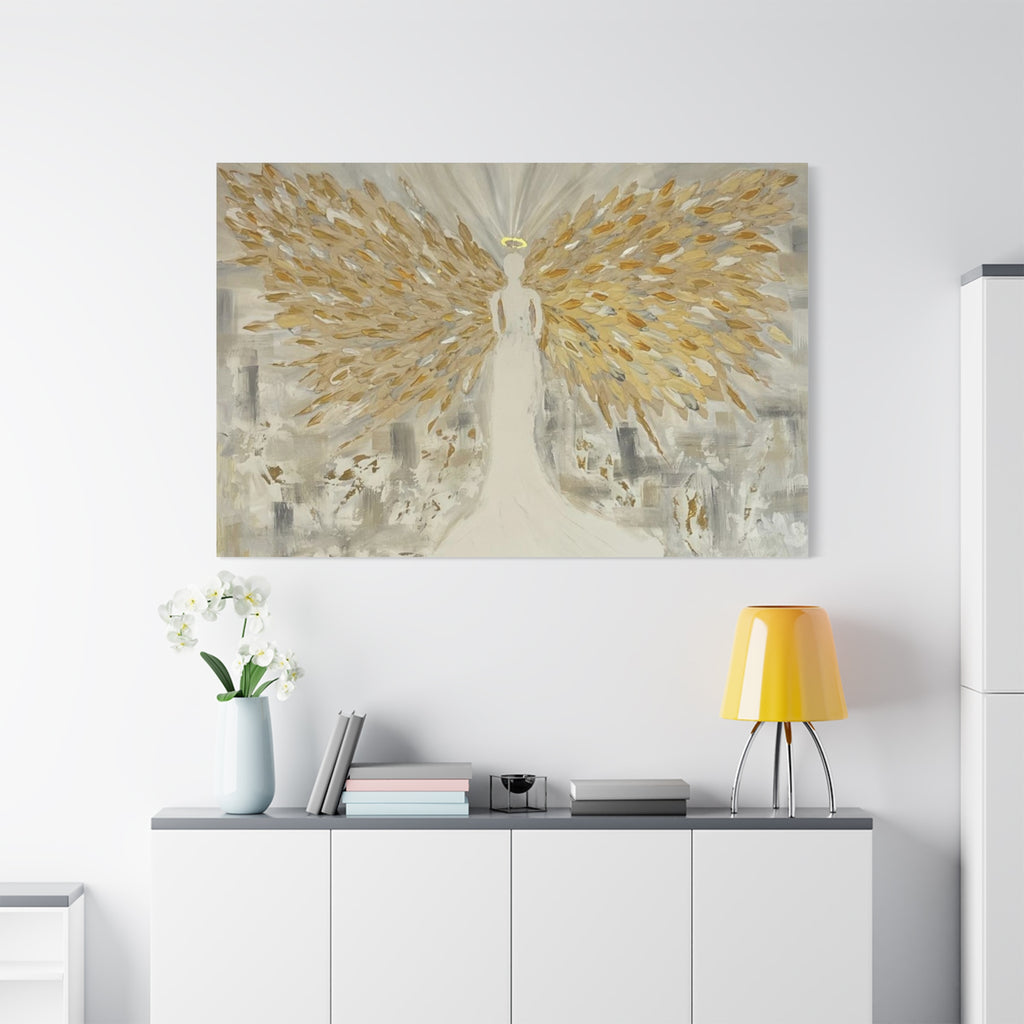 Gold Feathered Angel Canvas