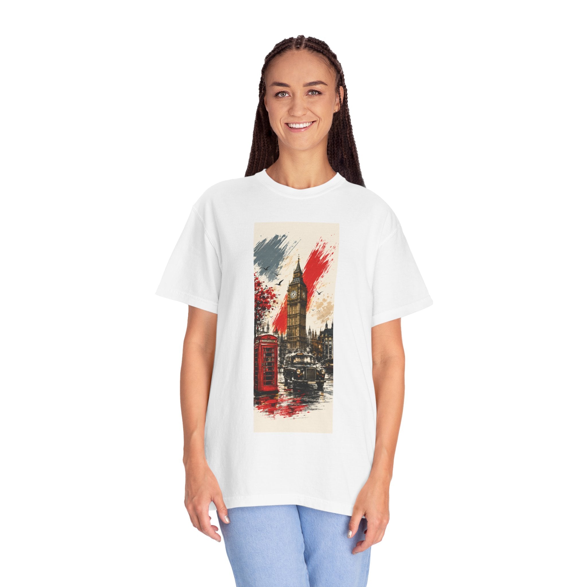 Chuffed to Bits London Illustration T-shirt | Big Ben Phone Booth Union Jack